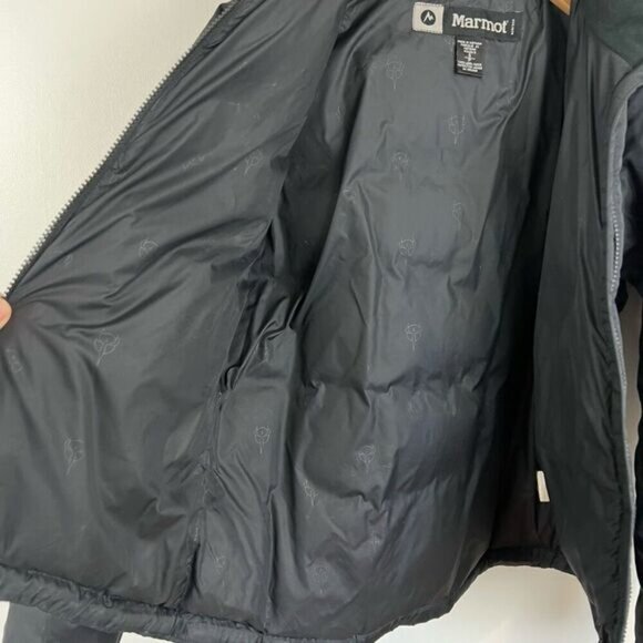 Vintage Marmot Women’s Small Puffer Jacket Goose Down Black 650 Fill Ski Snow - Picture 10 of 14